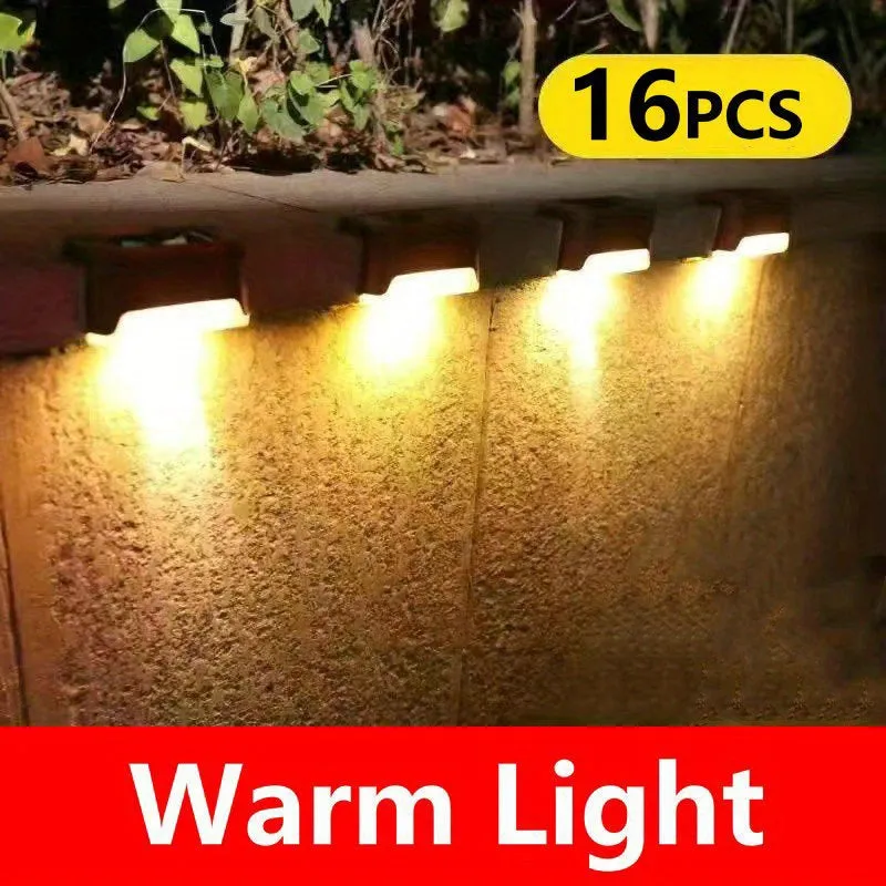 12pcs/16pcs Solar Outdoor Deck Light, LED Step Light, Waterproof, For Balcony Patio Stair Fence Patio Garden Courtyard Villa Driveway Path