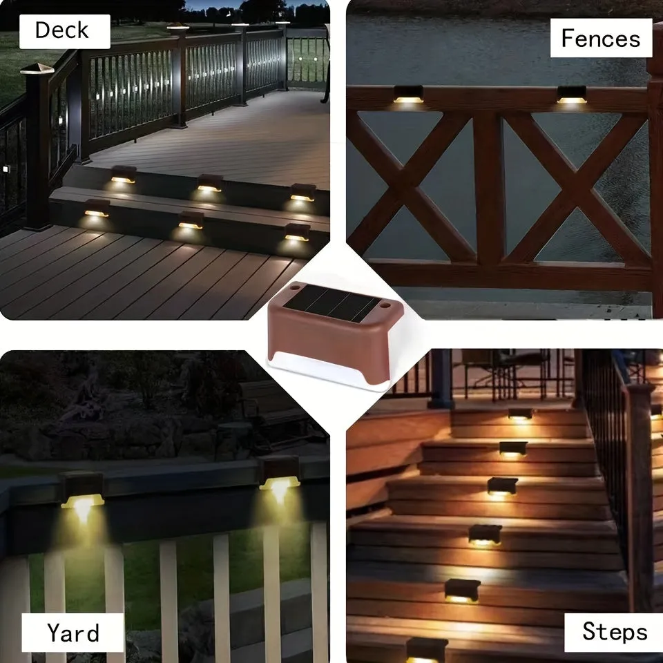 12pcs/16pcs Solar Outdoor Deck Light, LED Step Light, Waterproof, For Balcony Patio Stair Fence Patio Garden Courtyard Villa Driveway Path