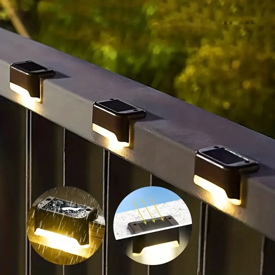 12pcs/16pcs Solar Outdoor Deck Light, LED Step Light, Waterproof, For Balcony Patio Stair Fence Patio Garden Courtyard Villa Driveway Path