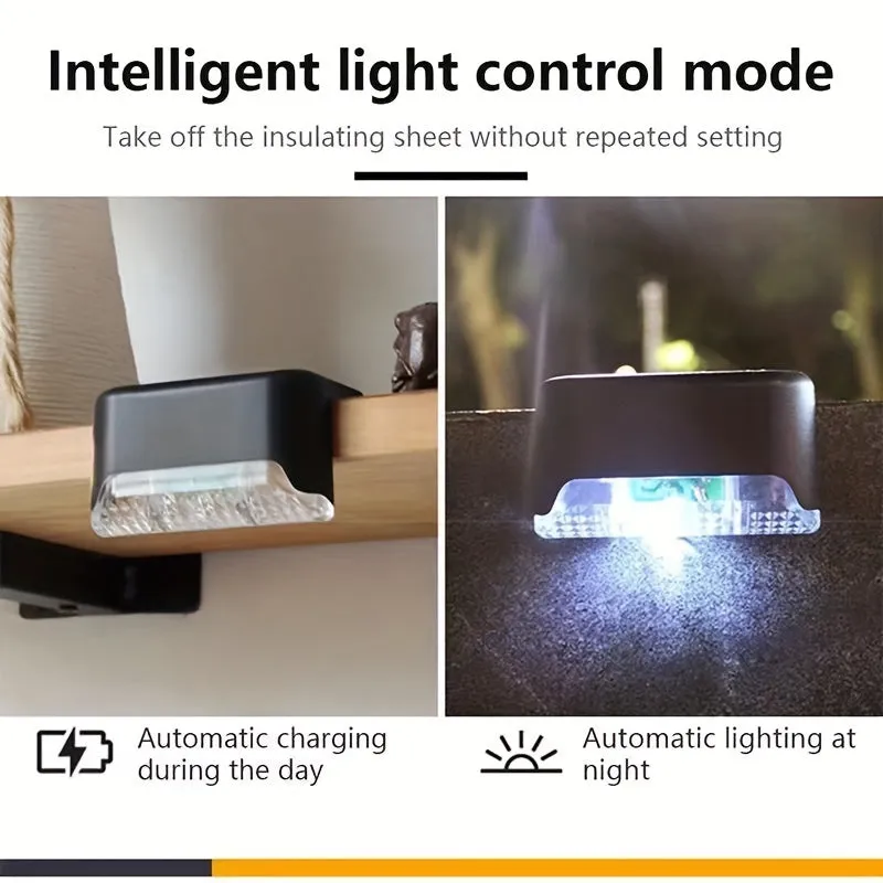 12pcs/16pcs Solar Outdoor Deck Light, LED Step Light, Waterproof, For Balcony Patio Stair Fence Patio Garden Courtyard Villa Driveway Path