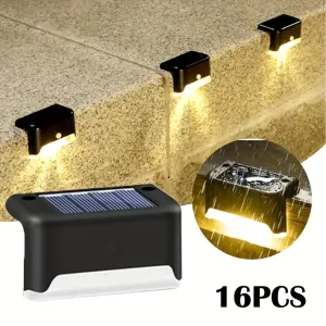 12pcs/16pcs Solar Outdoor Deck Light, LED Step Light, Waterproof, For Balcony Patio Stair Fence Patio Garden Courtyard Villa Driveway Path