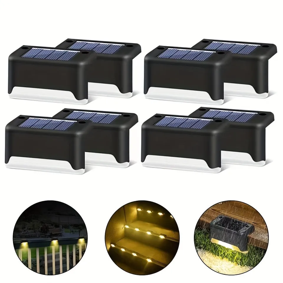 12pcs/16pcs Solar Outdoor Deck Light, LED Step Light, Waterproof, For Balcony Patio Stair Fence Patio Garden Courtyard Villa Driveway Path