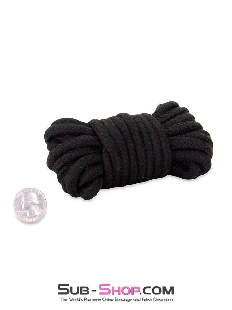 2749M-SIS      Rope Bondage Quickie, Black Bondage And Fetish Cotton Rope - 15 feet