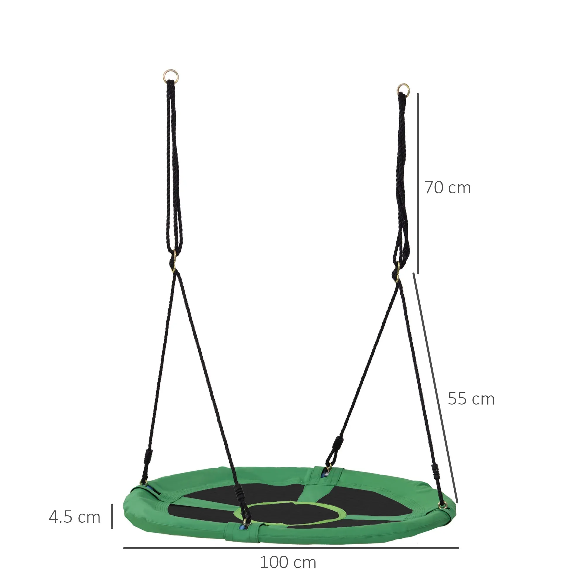 40 Inch / 100 cm Tree Swing Round Kids Nest Swing Seat Adjustable Rope for Outdoor Backyard Garden Play Activity Green