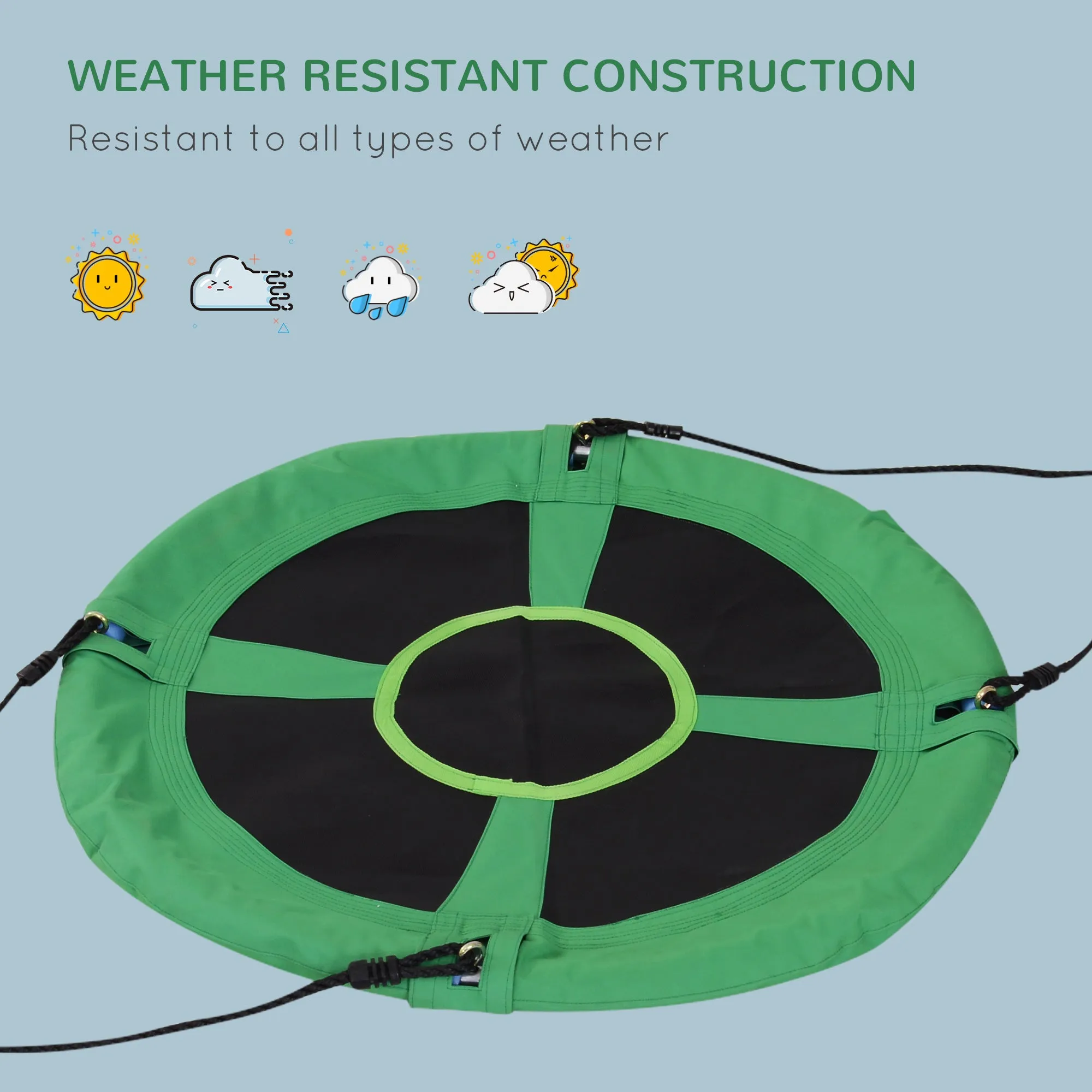 40 Inch / 100 cm Tree Swing Round Kids Nest Swing Seat Adjustable Rope for Outdoor Backyard Garden Play Activity Green