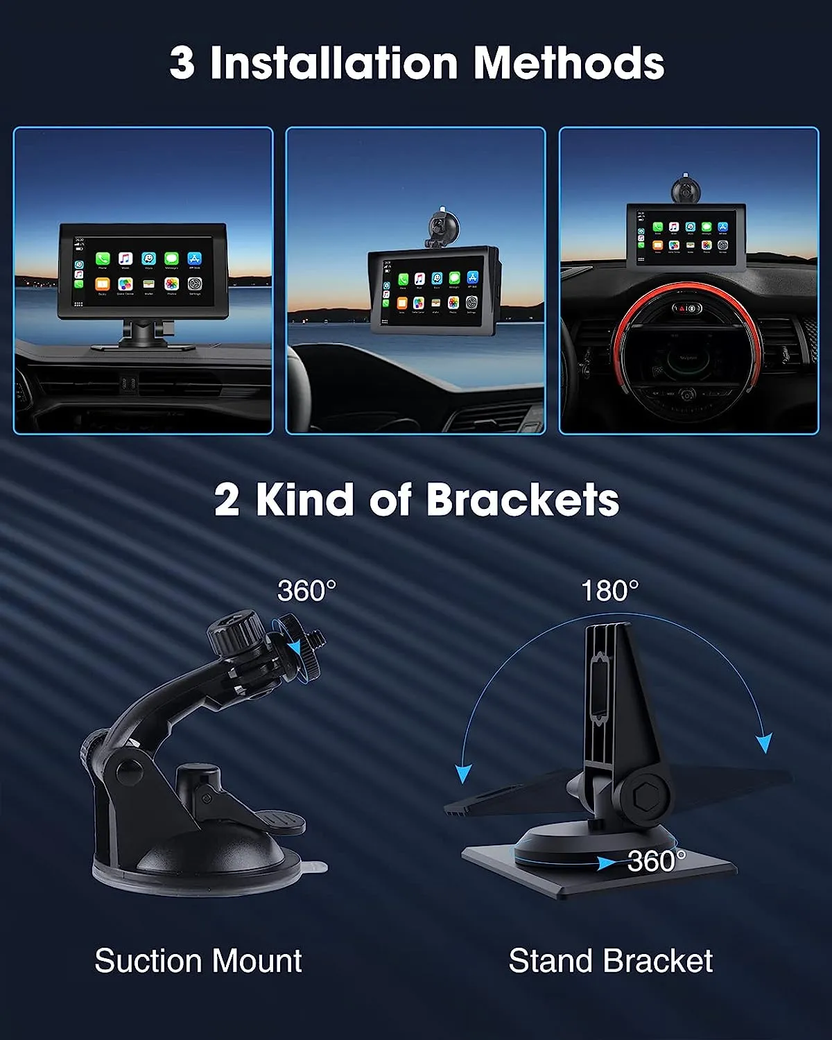 7'' Car Stereo Wireless Apple Carplay & Android Auto with 1080P Backup Camera, GPS and Bluetooth