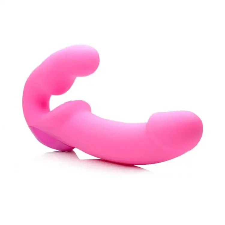 9.5-inch Silicone Pink Rechargeable Vibrating Strapless Strap on Dildo