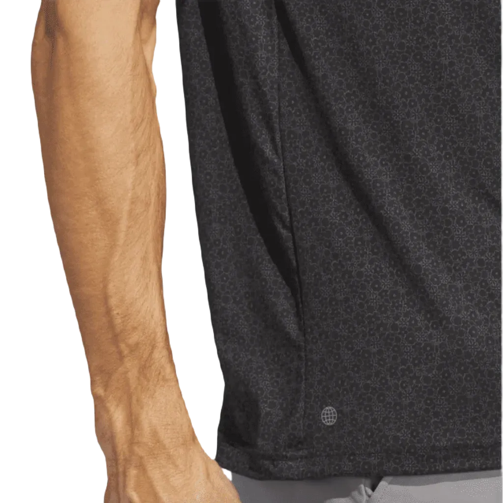 Adidas 2023 Ultimate365 Allover Print Golf Shirt - Black
