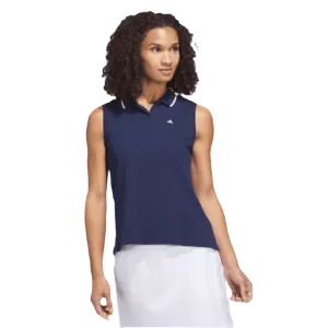 Adidas Ladies Go-To Piqué Sleeveless Golf Polo Shirt - Blue