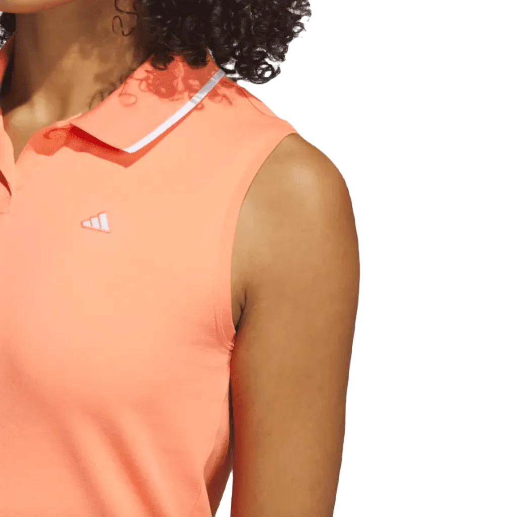 Adidas Ladies Go-To Piqué Sleeveless Golf Polo Shirt - Orange