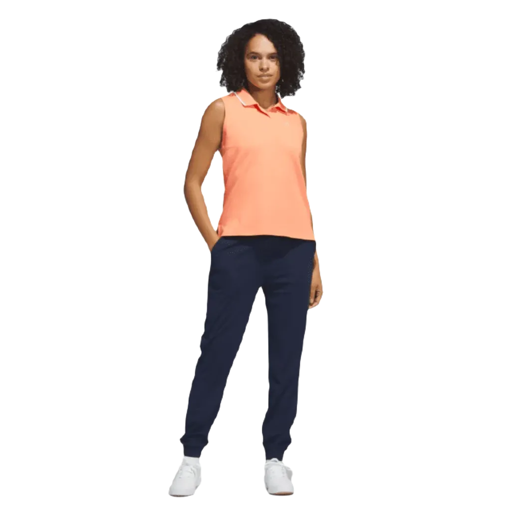 Adidas Ladies Go-To Piqué Sleeveless Golf Polo Shirt - Orange