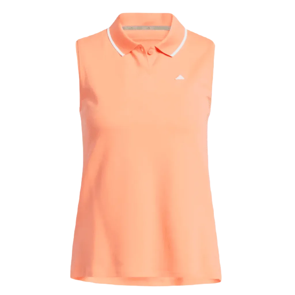 Adidas Ladies Go-To Piqué Sleeveless Golf Polo Shirt - Orange
