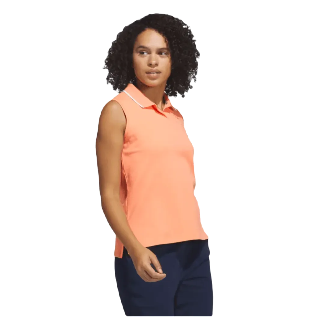Adidas Ladies Go-To Piqué Sleeveless Golf Polo Shirt - Orange