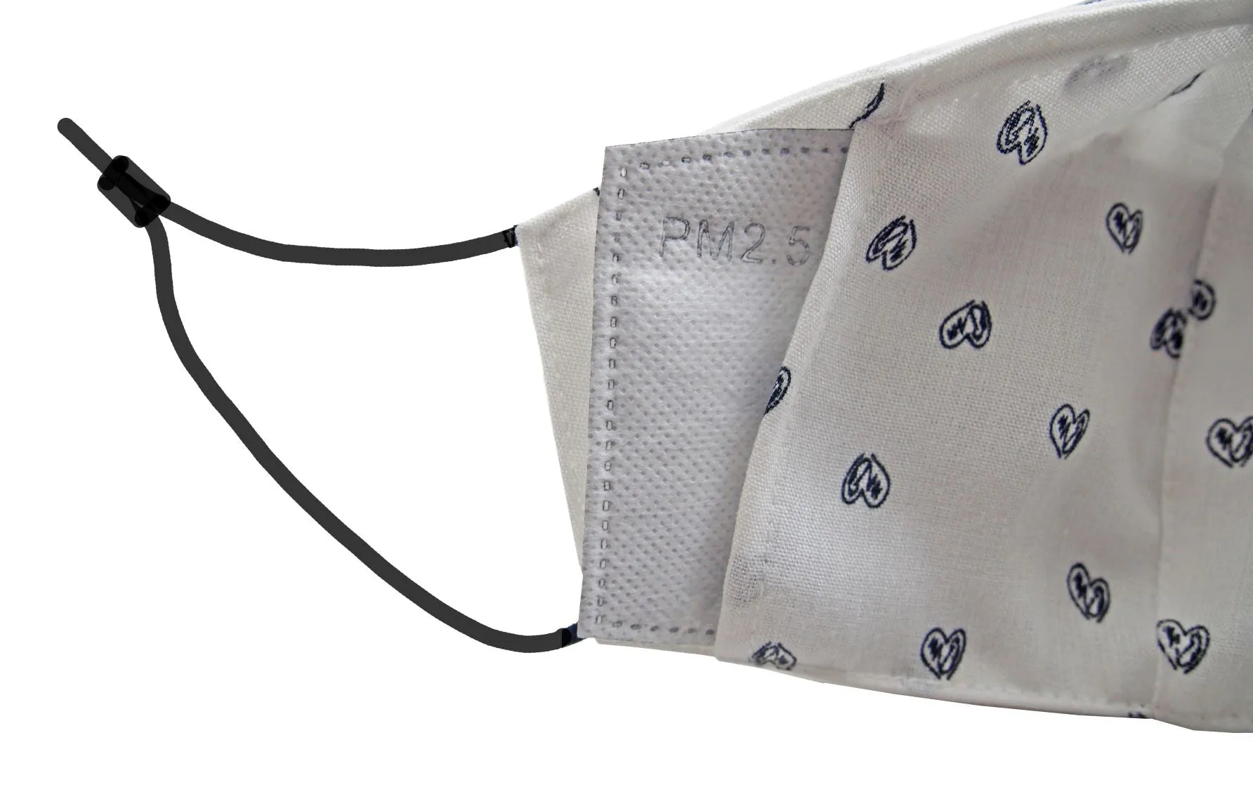 Adults - Fridaze 100% Linen Face Mask incl. one PM 2.5 Filter - Heart