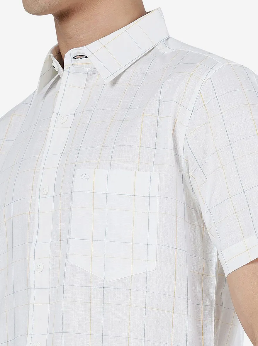 Blue & Yellow Checked Slim Fit Casual Shirt | JadeBlue