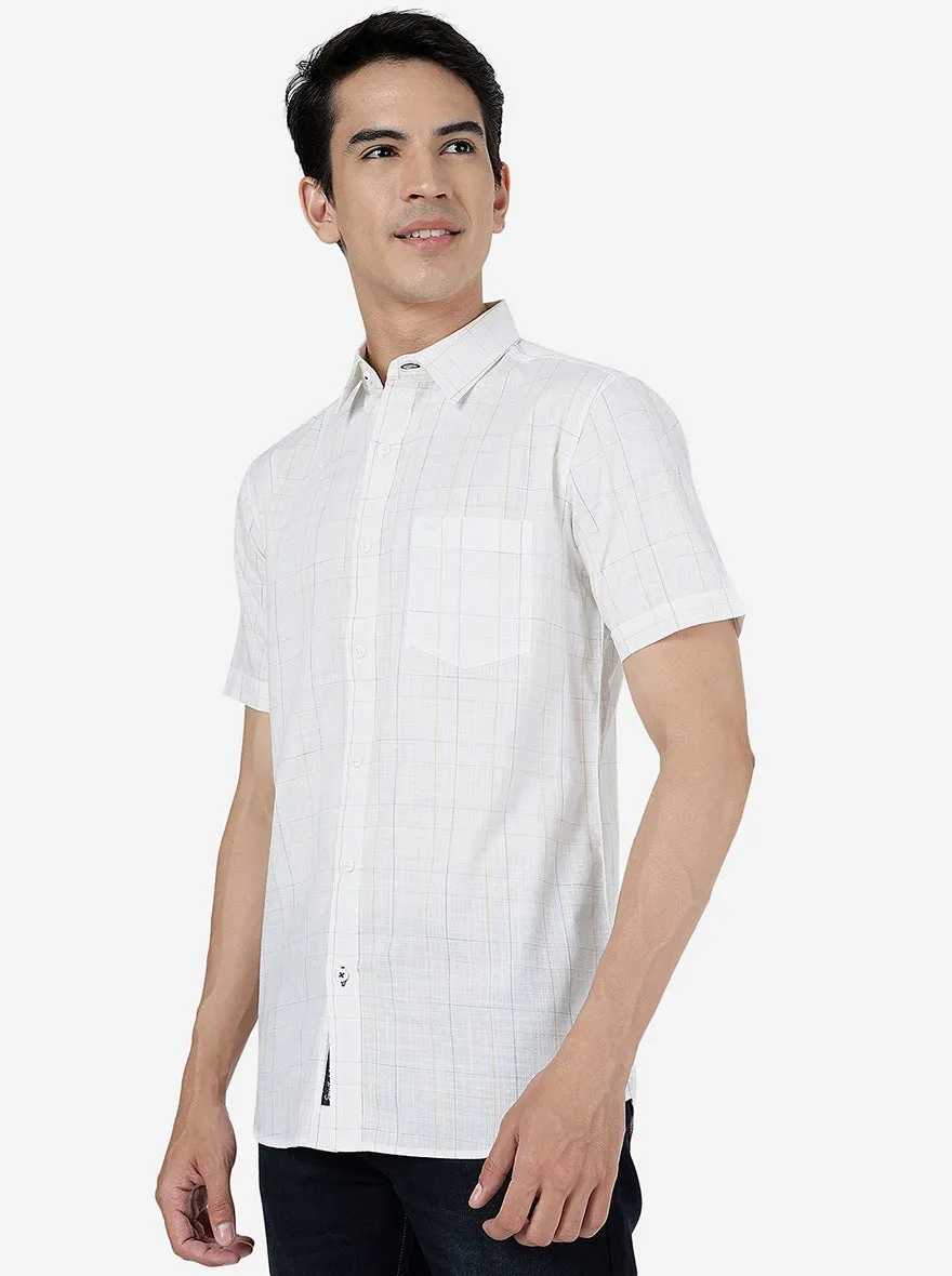 Blue & Yellow Checked Slim Fit Casual Shirt | JadeBlue
