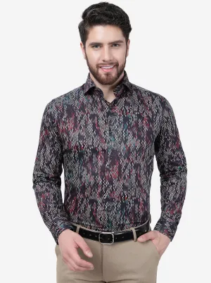 Brown & Black Printed Slim Fit Party Wear Shirt | JB Studio