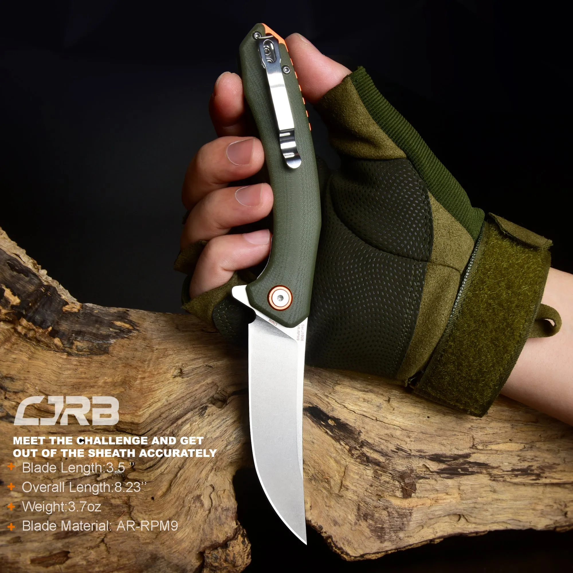 CJRB Gobi  J1906 D2/AR-RPM9 Blade G10(contoured & CNC pattern texture) Handle Folding Knives