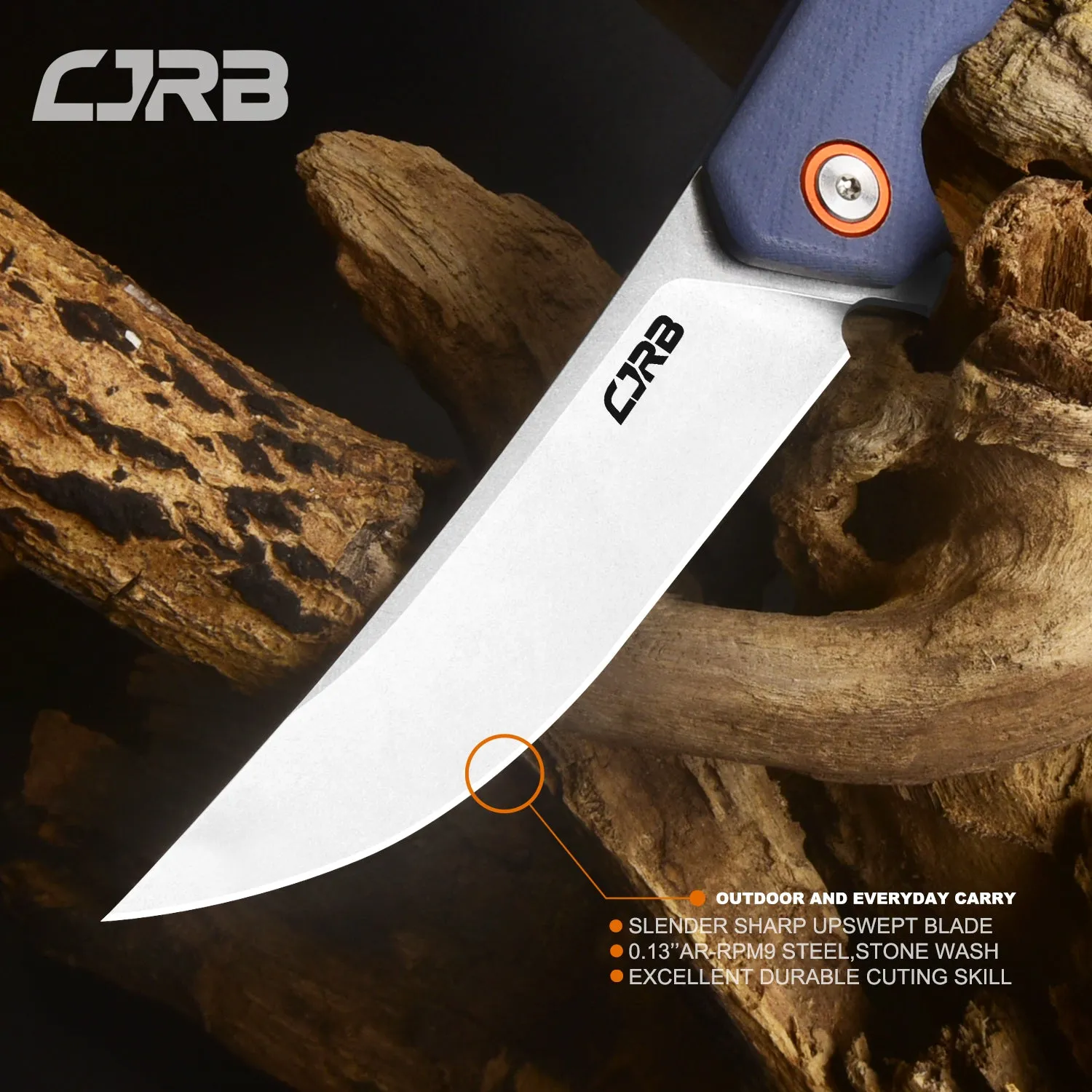 CJRB Gobi  J1906 D2/AR-RPM9 Blade G10(contoured & CNC pattern texture) Handle Folding Knives
