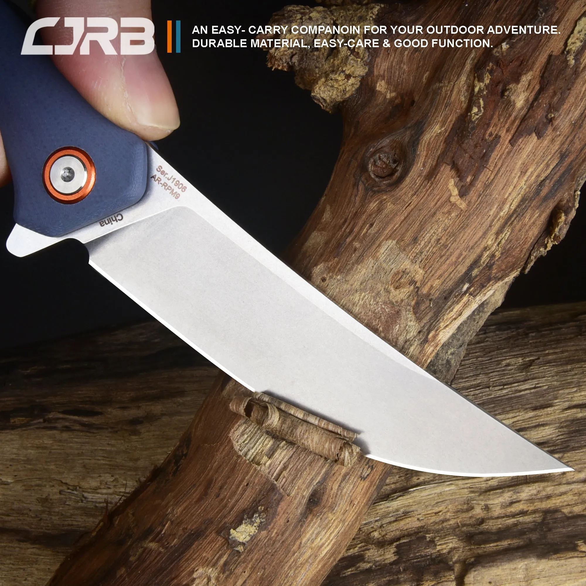 CJRB Gobi  J1906 D2/AR-RPM9 Blade G10(contoured & CNC pattern texture) Handle Folding Knives