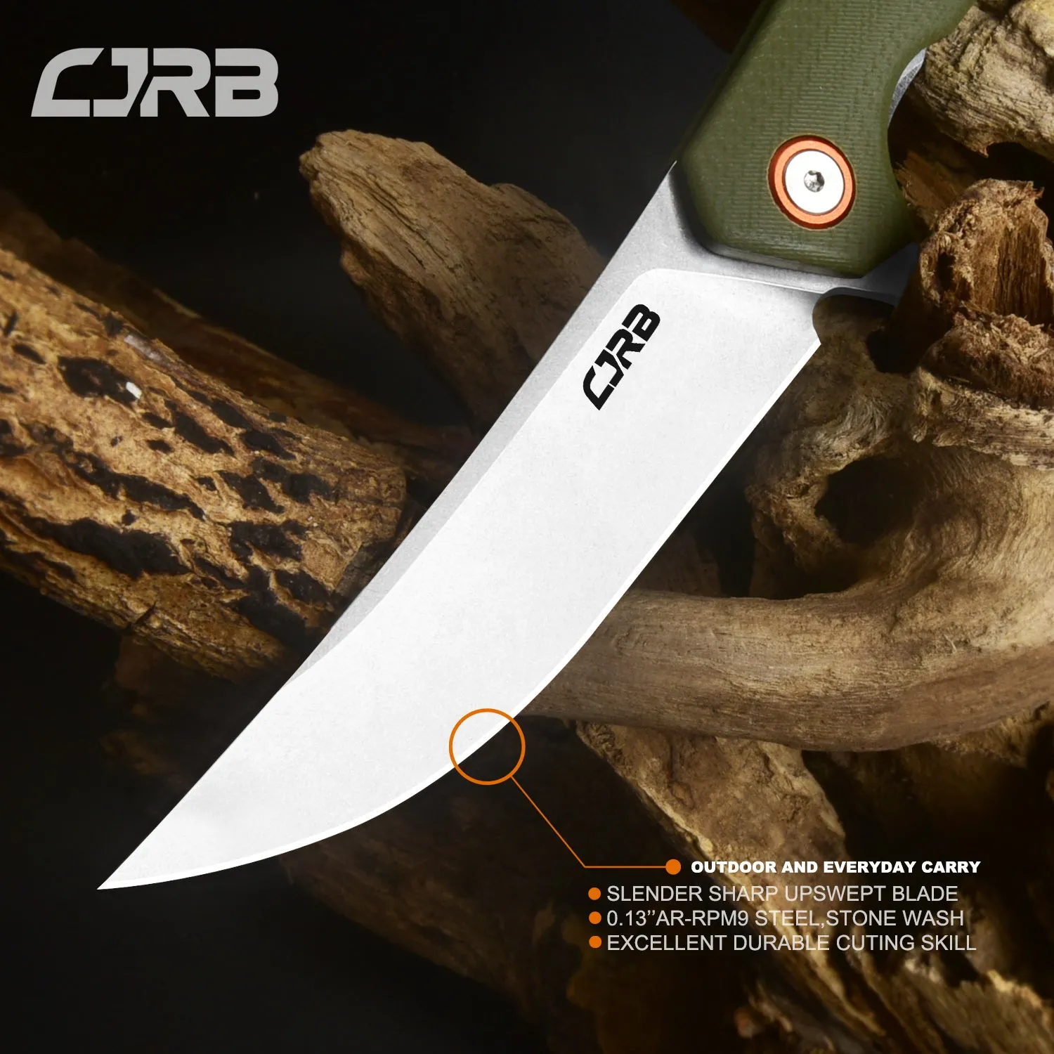 CJRB Gobi  J1906 D2/AR-RPM9 Blade G10(contoured & CNC pattern texture) Handle Folding Knives