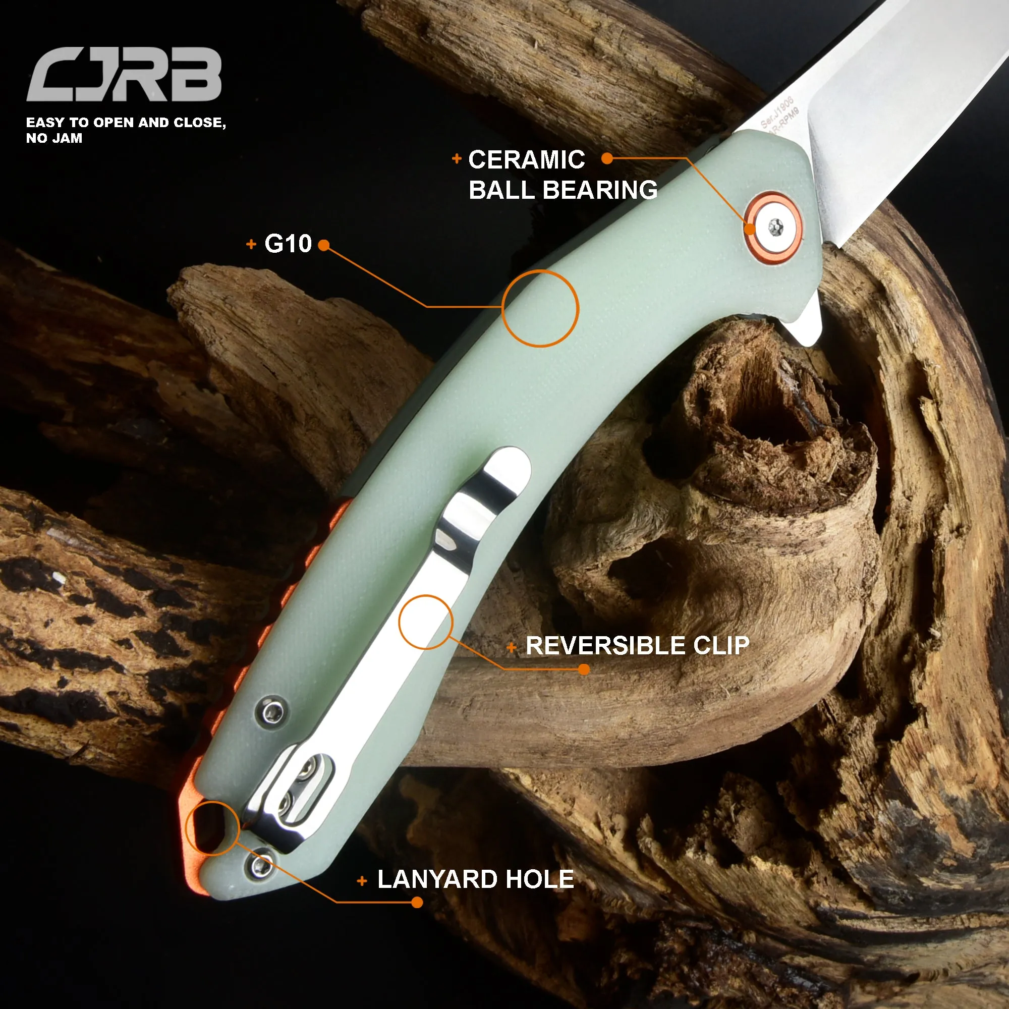 CJRB Gobi  J1906 D2/AR-RPM9 Blade G10(contoured & CNC pattern texture) Handle Folding Knives
