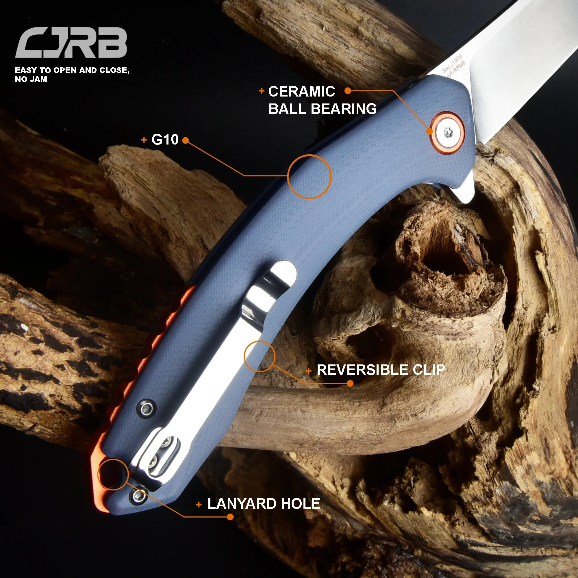 CJRB Gobi  J1906 D2/AR-RPM9 Blade G10(contoured & CNC pattern texture) Handle Folding Knives