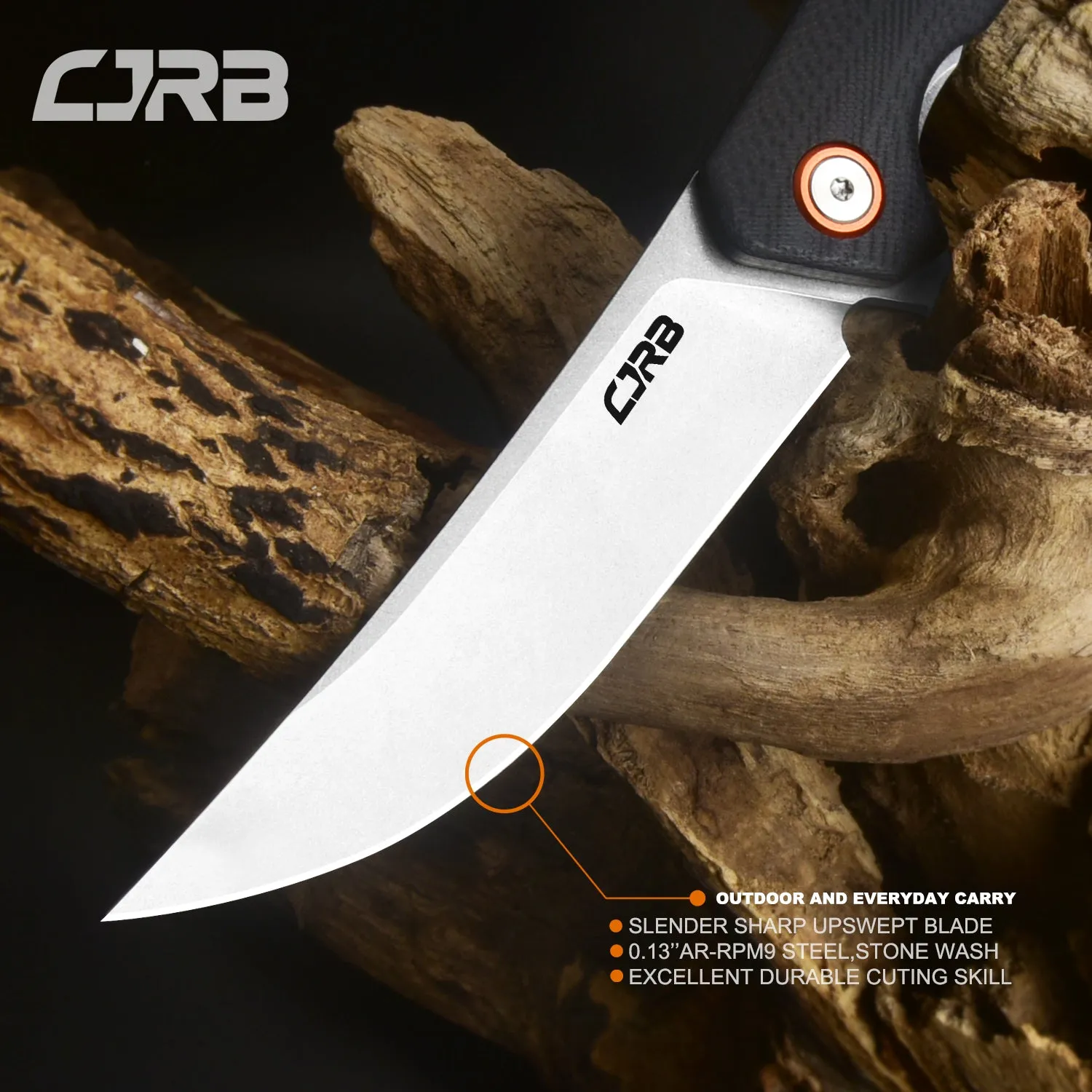 CJRB Gobi  J1906 D2/AR-RPM9 Blade G10(contoured & CNC pattern texture) Handle Folding Knives