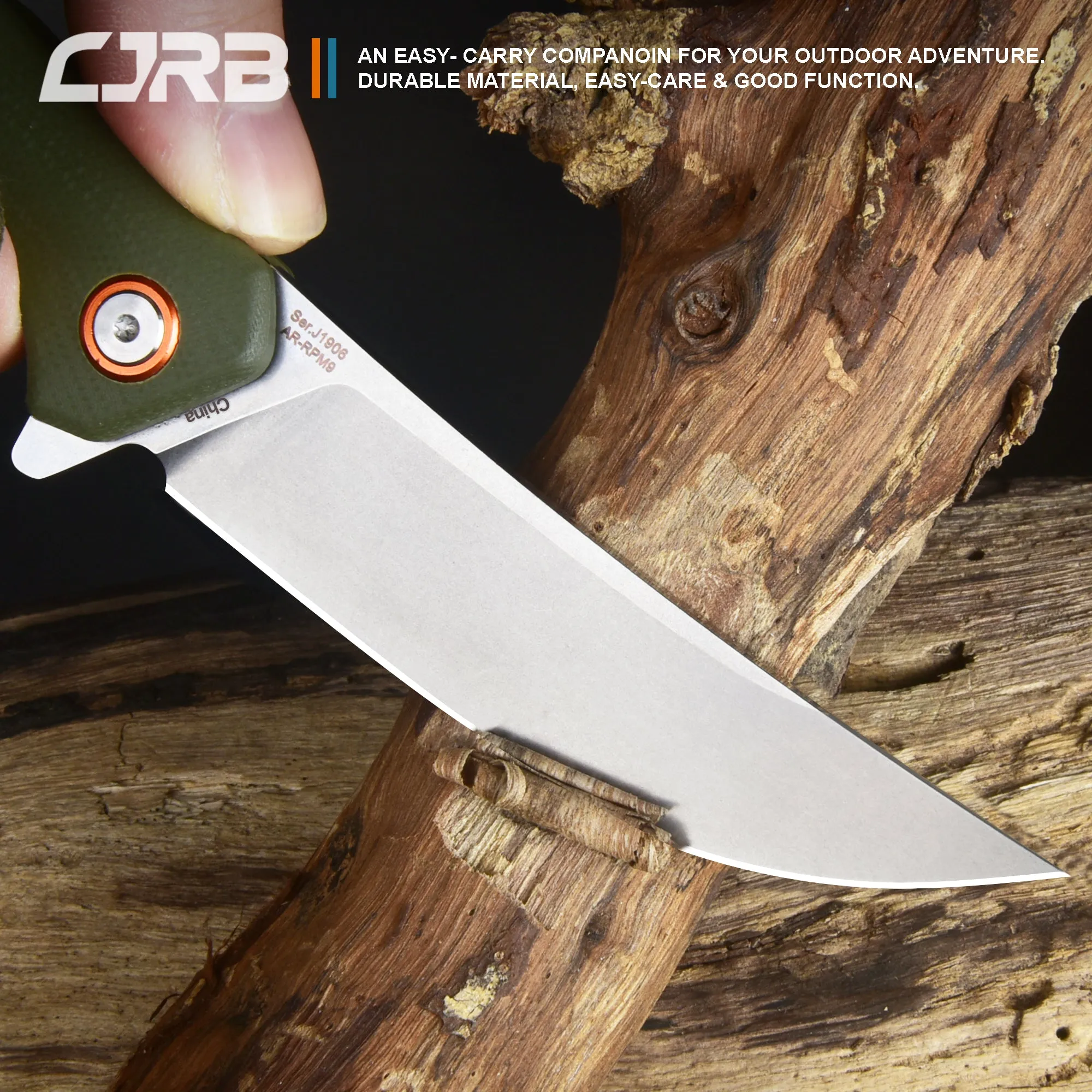CJRB Gobi  J1906 D2/AR-RPM9 Blade G10(contoured & CNC pattern texture) Handle Folding Knives