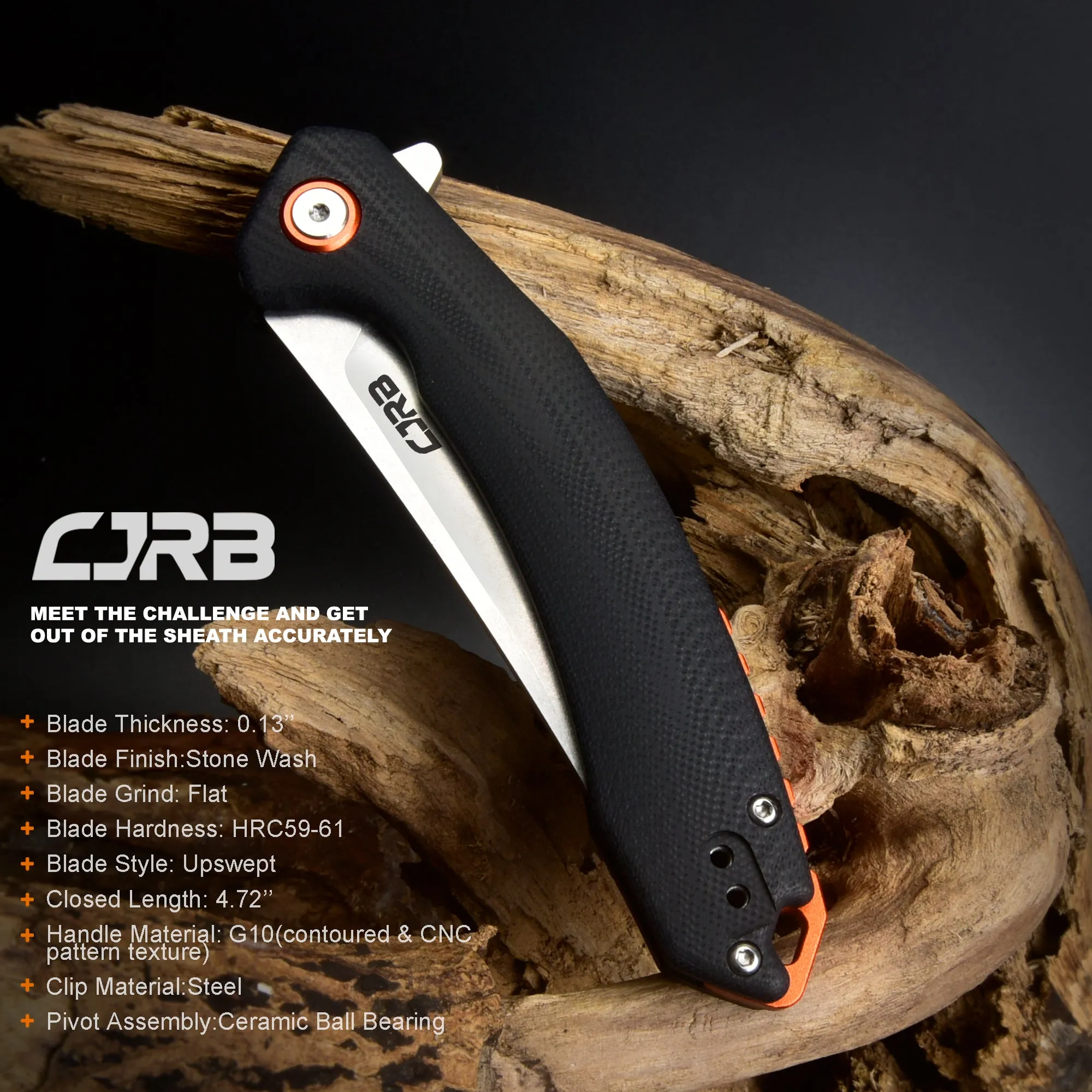 CJRB Gobi  J1906 D2/AR-RPM9 Blade G10(contoured & CNC pattern texture) Handle Folding Knives