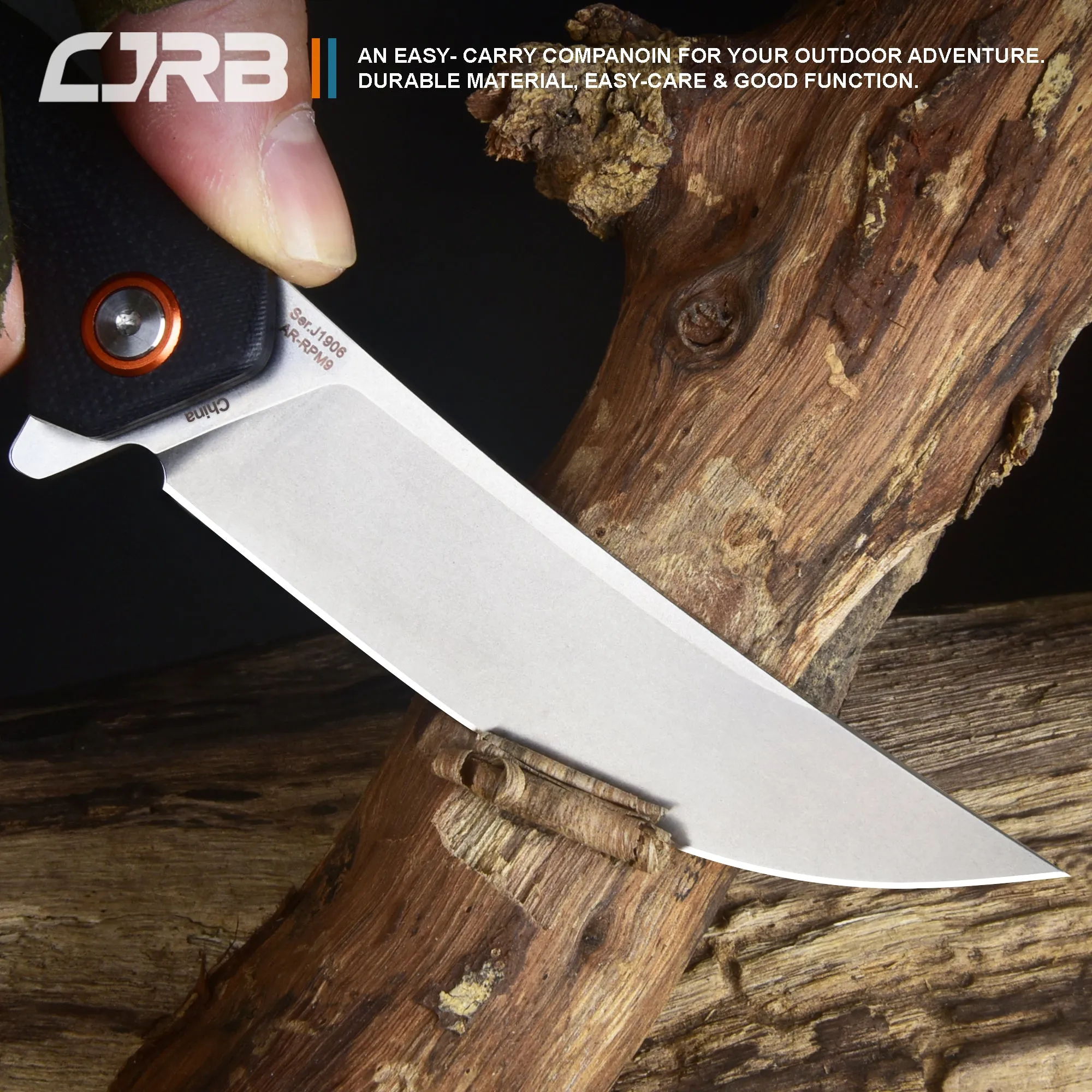 CJRB Gobi  J1906 D2/AR-RPM9 Blade G10(contoured & CNC pattern texture) Handle Folding Knives