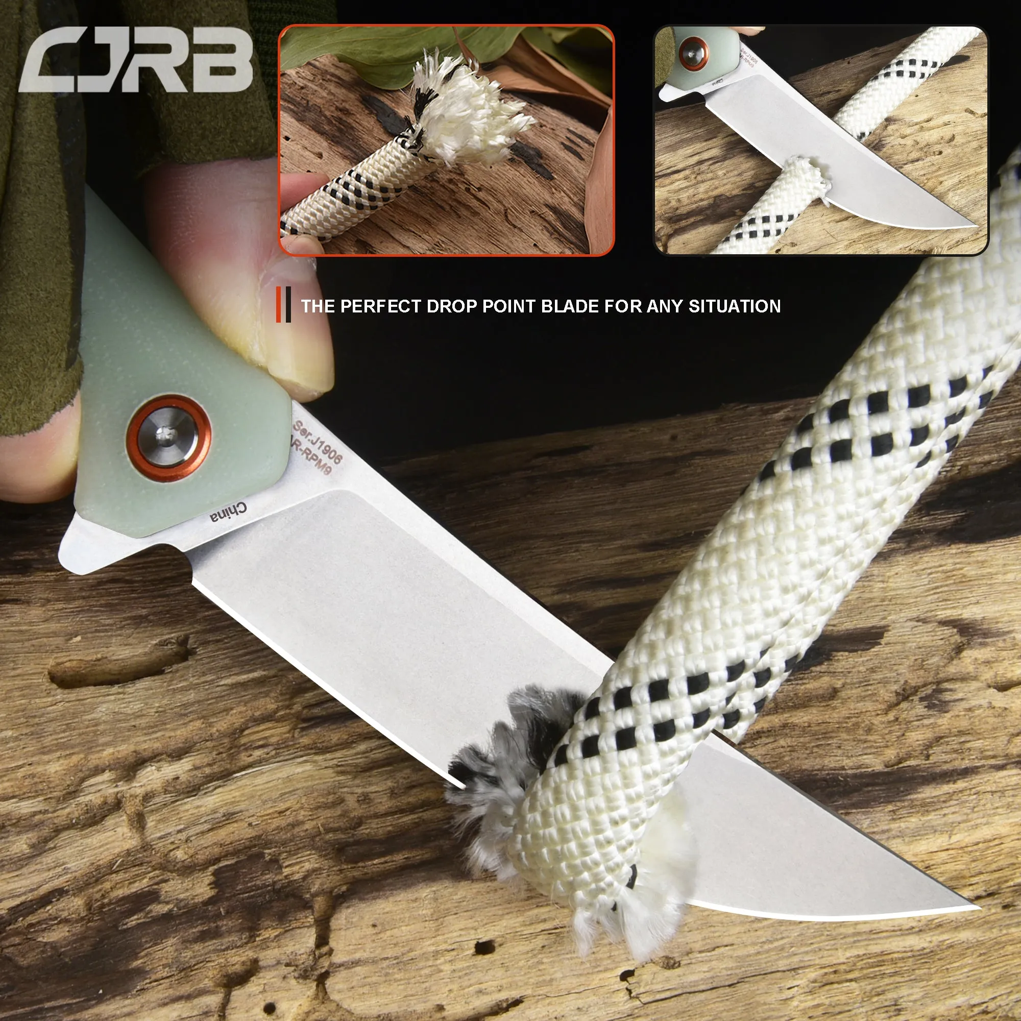 CJRB Gobi  J1906 D2/AR-RPM9 Blade G10(contoured & CNC pattern texture) Handle Folding Knives