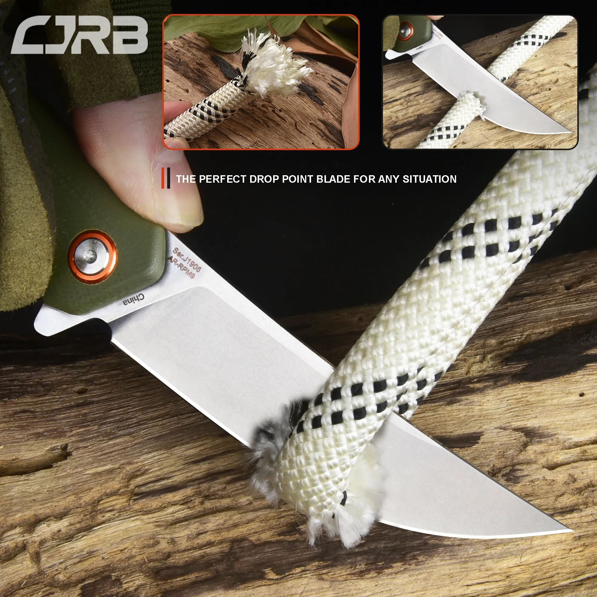 CJRB Gobi  J1906 D2/AR-RPM9 Blade G10(contoured & CNC pattern texture) Handle Folding Knives