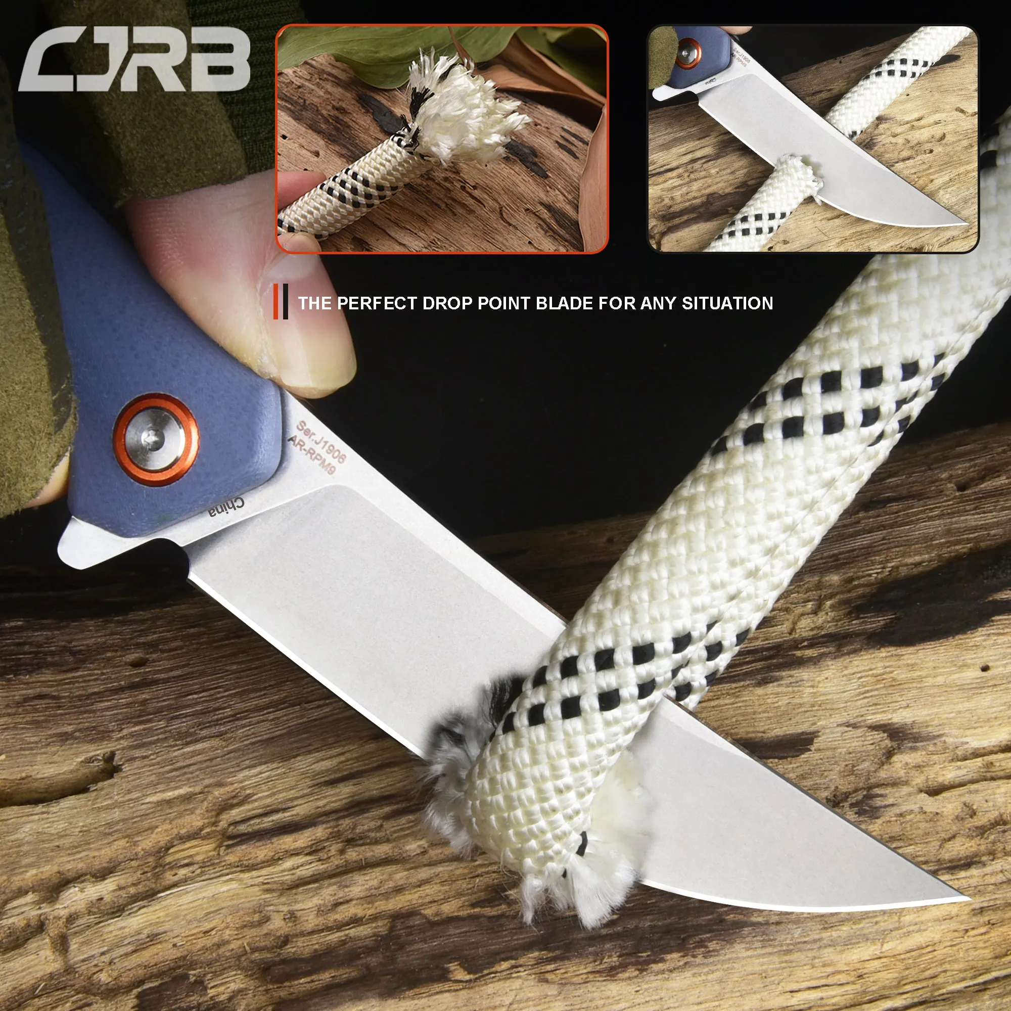 CJRB Gobi  J1906 D2/AR-RPM9 Blade G10(contoured & CNC pattern texture) Handle Folding Knives