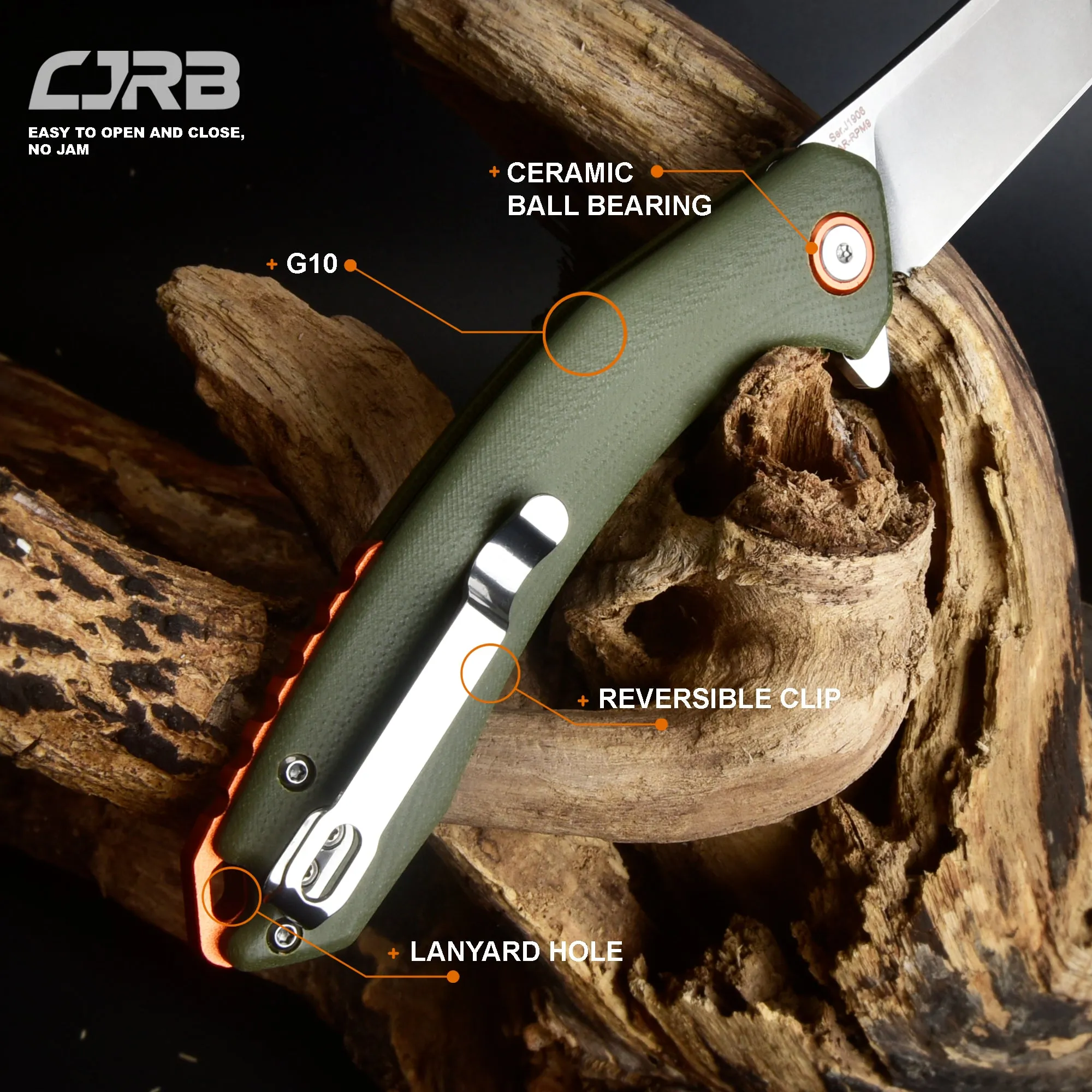 CJRB Gobi  J1906 D2/AR-RPM9 Blade G10(contoured & CNC pattern texture) Handle Folding Knives