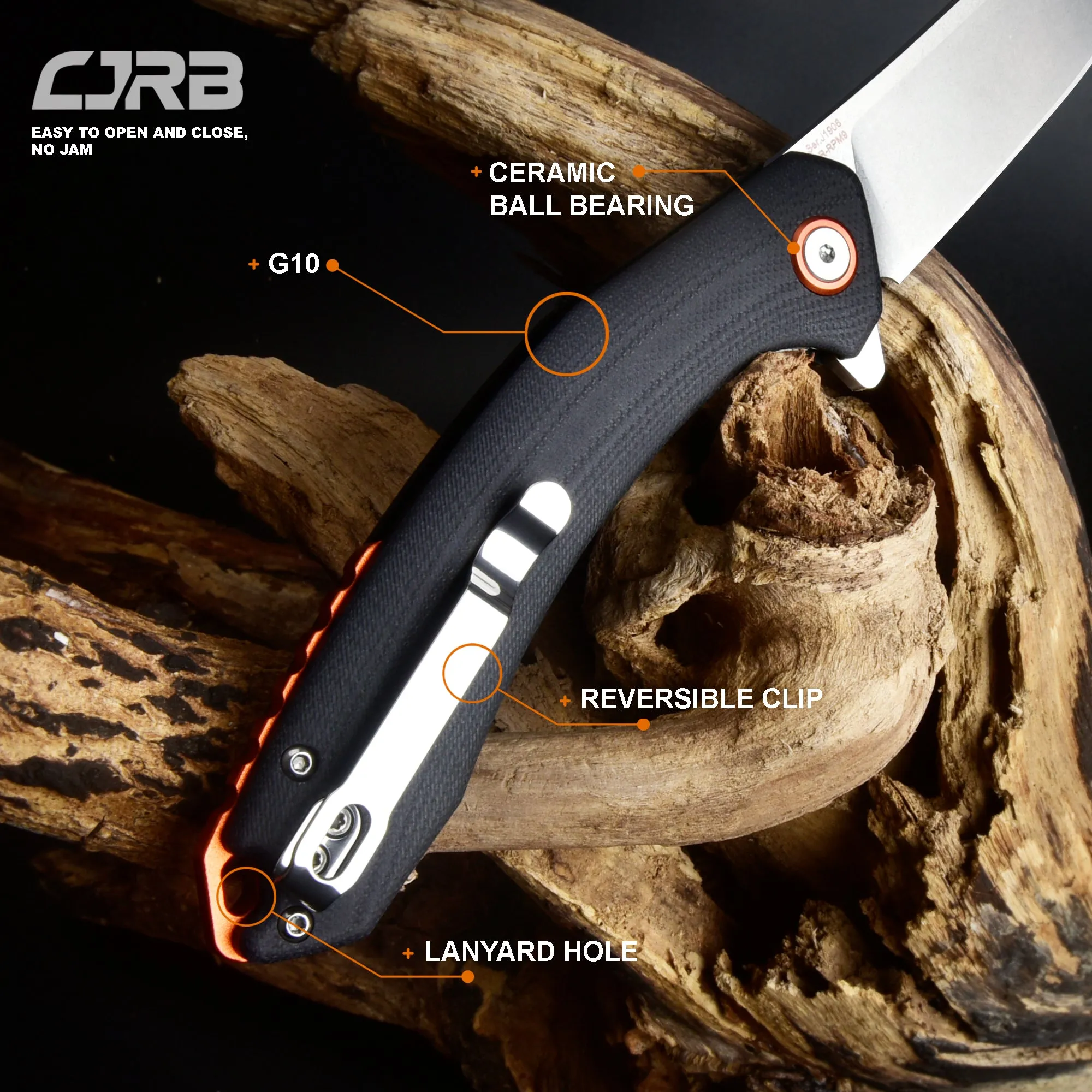 CJRB Gobi  J1906 D2/AR-RPM9 Blade G10(contoured & CNC pattern texture) Handle Folding Knives