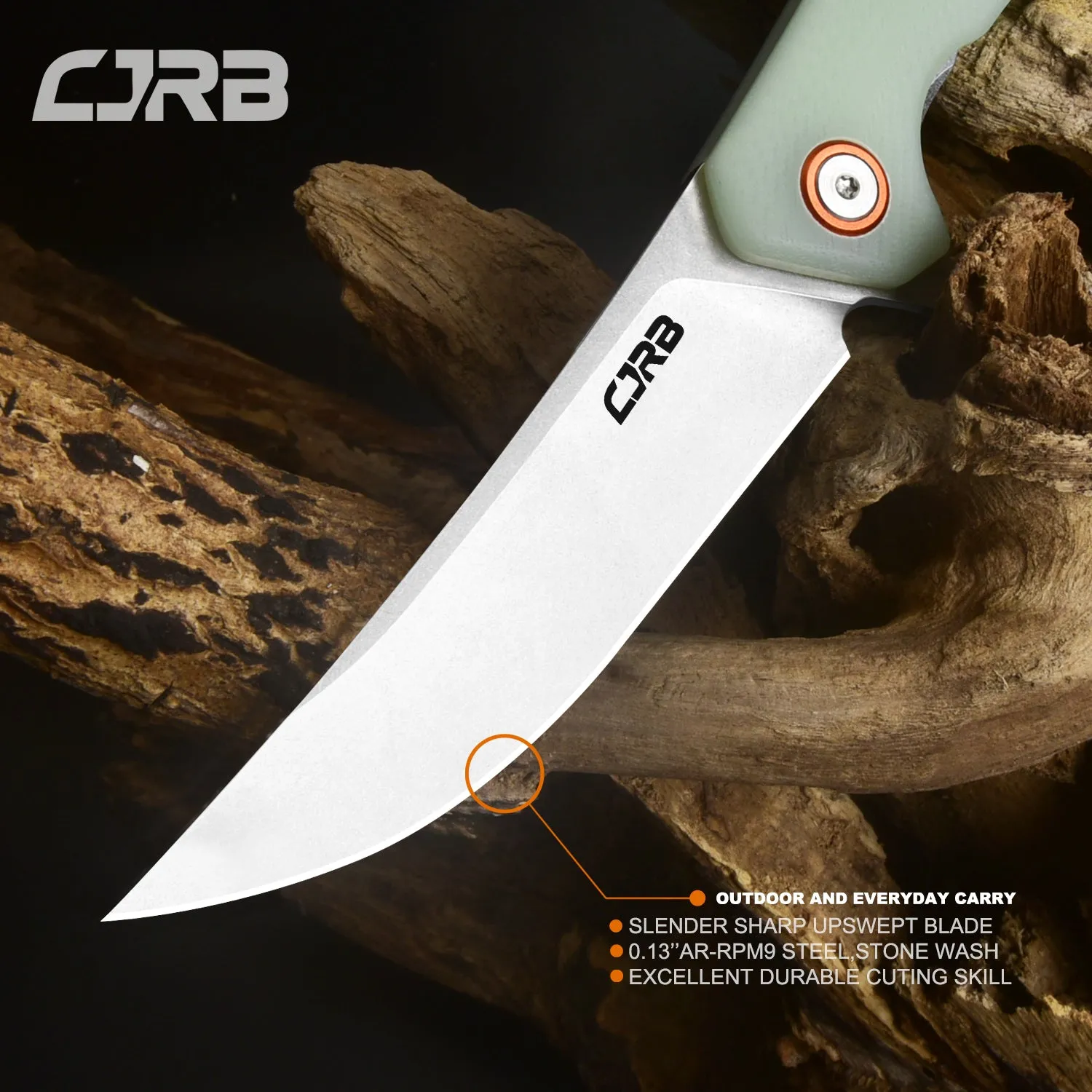 CJRB Gobi  J1906 D2/AR-RPM9 Blade G10(contoured & CNC pattern texture) Handle Folding Knives