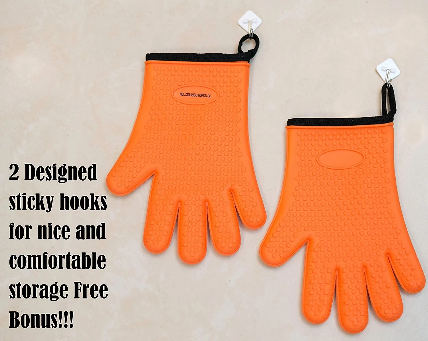 Cooking and Grilling Gloves for The Pro Chef|Extreme Cool and Heat Resistant|Oven Mitts for BBQ Smokers and Grillers.Washable Cotton Lining|Insulated|Waterproof| 2 Bonuses - 2 Sticky Hooks   eBook