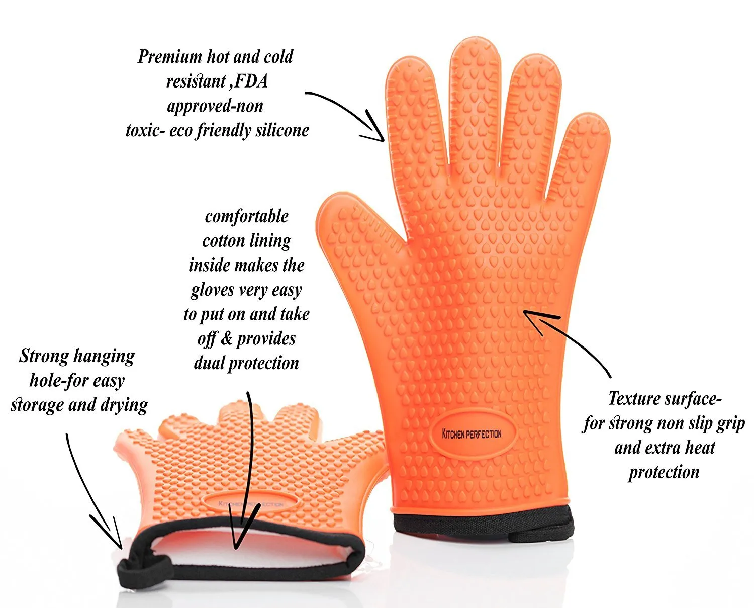 Cooking and Grilling Gloves for The Pro Chef|Extreme Cool and Heat Resistant|Oven Mitts for BBQ Smokers and Grillers.Washable Cotton Lining|Insulated|Waterproof| 2 Bonuses - 2 Sticky Hooks   eBook