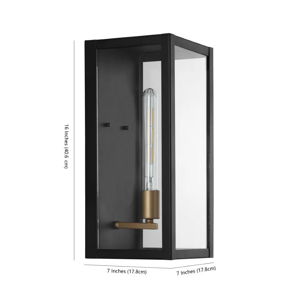 Elias 7" Iron/Glass Modern Industrial LED Outdoor Lantern