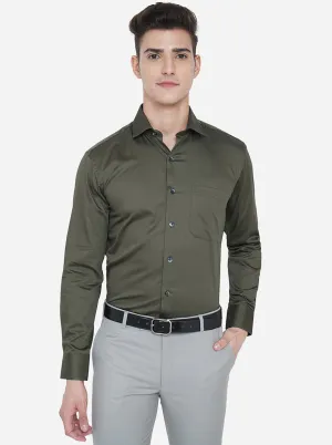 Emerald Green Solid Slim Fit Formal Shirt | Metal