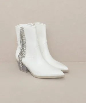 Glamorous Rhinestone Fringe Ankle Cowboy Boot