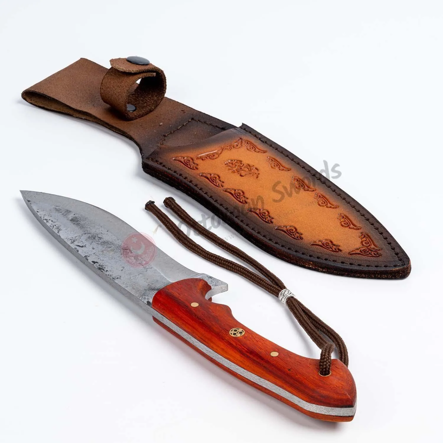 Handmade Carbon Steel Camping Knife Paduk Tree