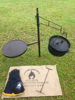 Hot Plate, Camp Oven Hook, Lid Lifter & Gloves