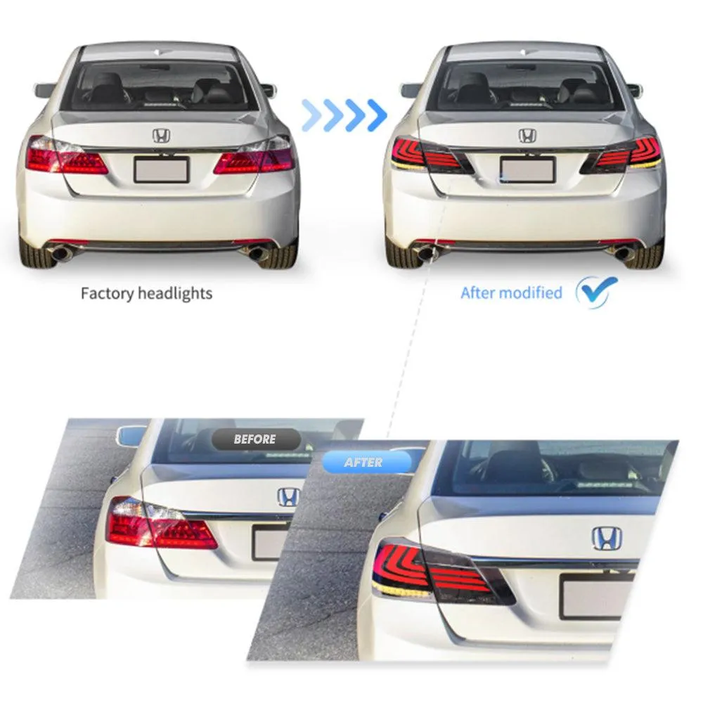 LED Tail Light Assembly With Sequential Turn Signal For 2013-2017 Honda Accord 9th Gen Sedan