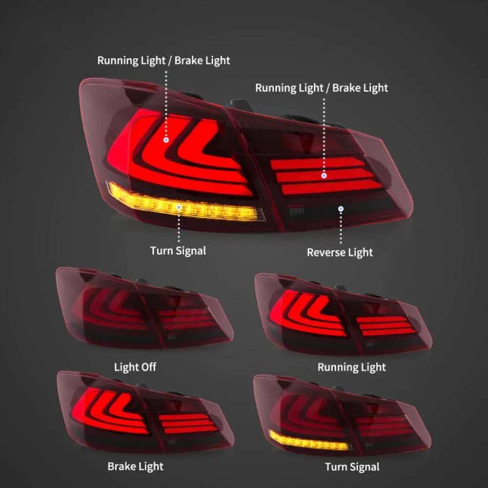 LED Tail Light Assembly With Sequential Turn Signal For 2013-2017 Honda Accord 9th Gen Sedan