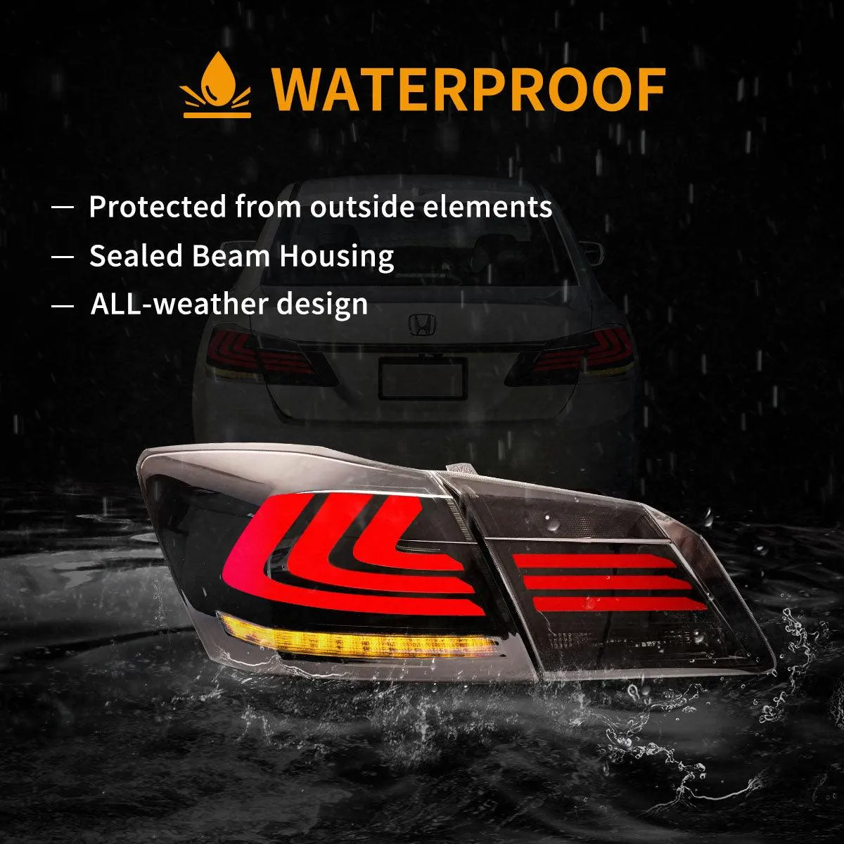 LED Tail Light Assembly With Sequential Turn Signal For 2013-2017 Honda Accord 9th Gen Sedan