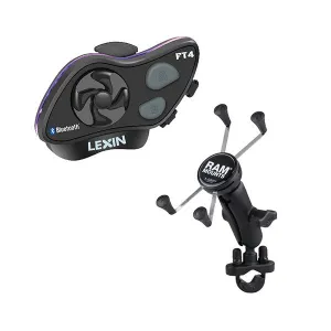 Lexin LX-FT4 Bluetooth With Large Ram Mount Kit (LX-FT4 Large Ram)