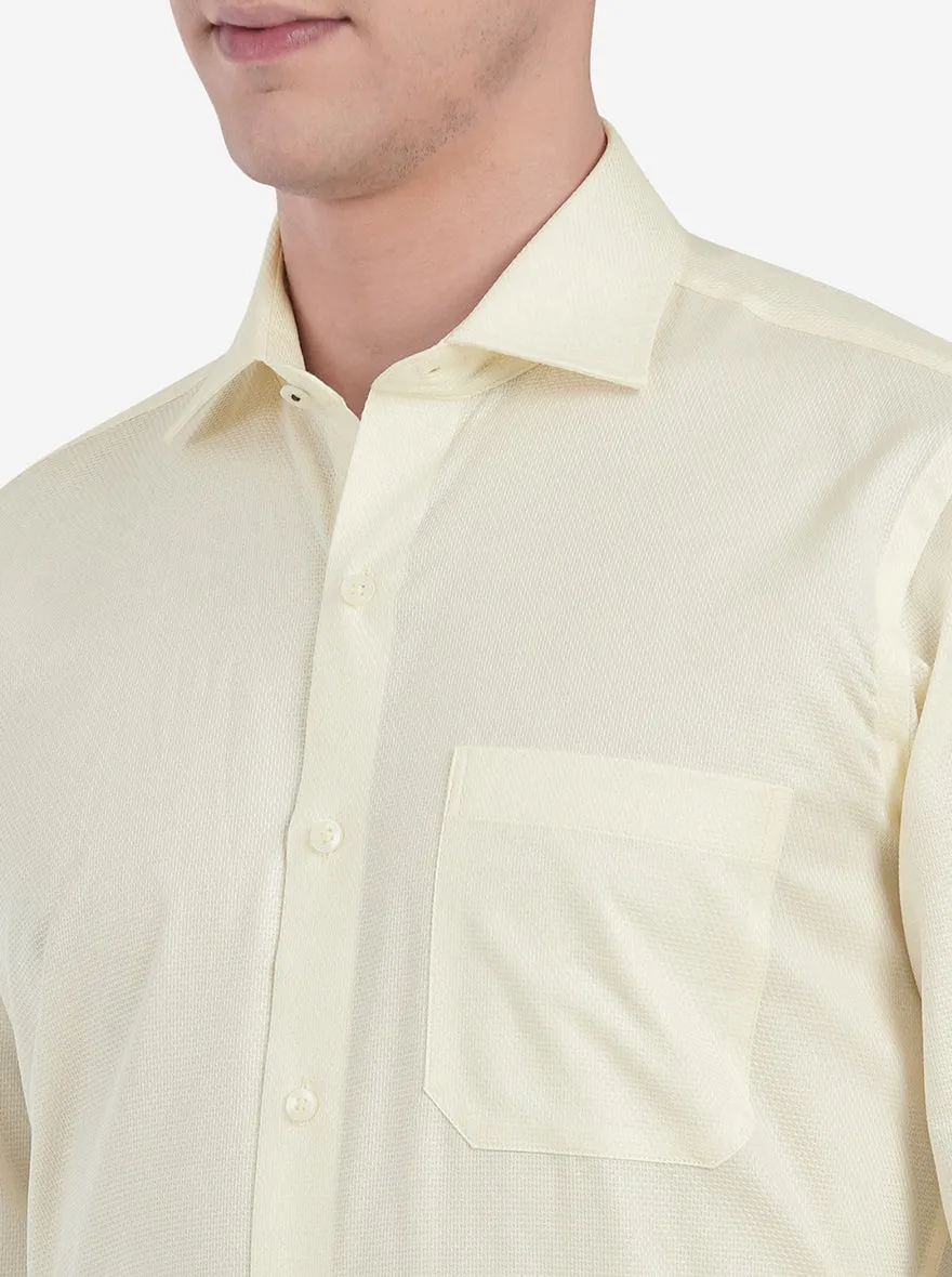 Light Yellow Dobby Slim Fit Formal Shirt | Metal