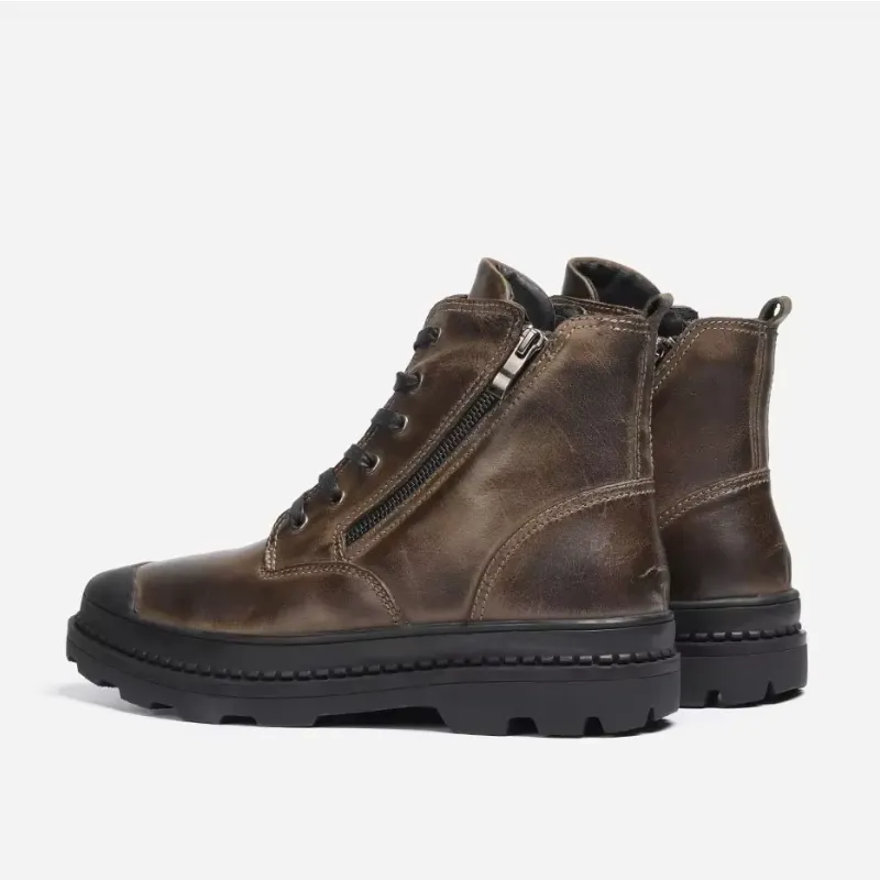 Men's Durable Fleece Vegan Leather Boots with Zipper | Perfect for All Seasons